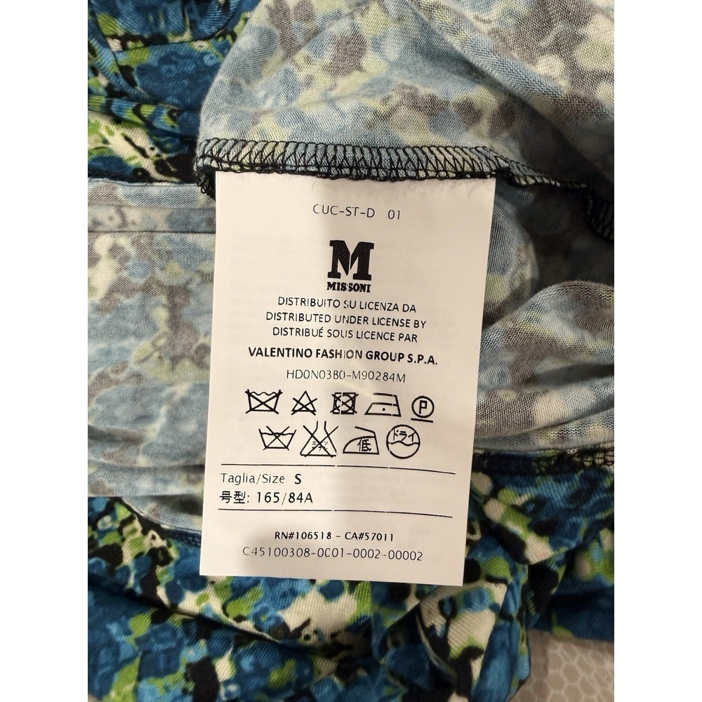 $245 NWT MISSONI Floral Stretch-Jersey Blouse Top Cinched Neckline Italy Made/S - Picture 5 of 8